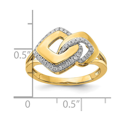 14K Yellow Gold Polished Real Diamond Fancy Shaped Ring