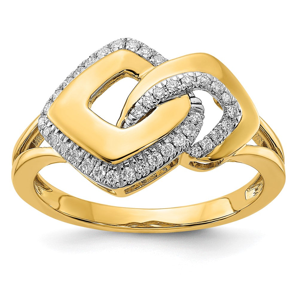 14K Yellow Gold Polished Real Diamond Fancy Shaped Ring
