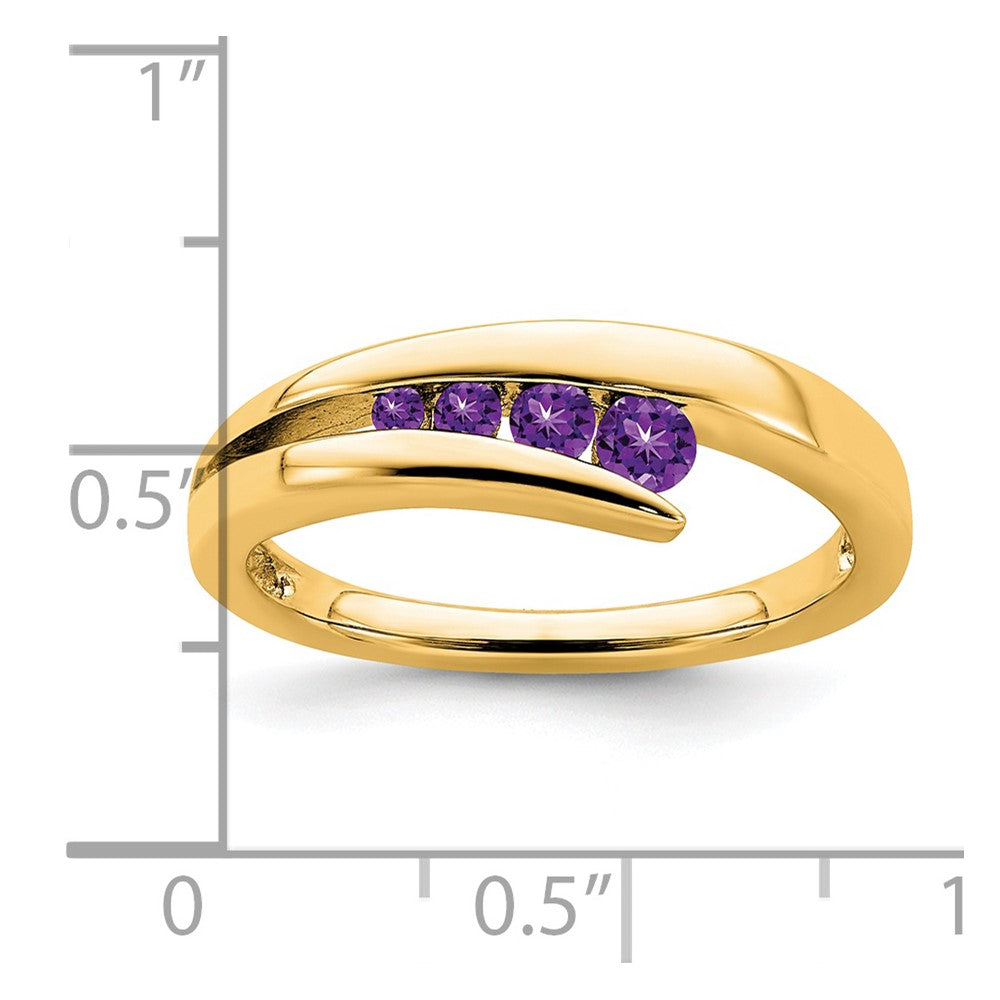 14K Yellow Gold Amethyst 4-stone Ring
