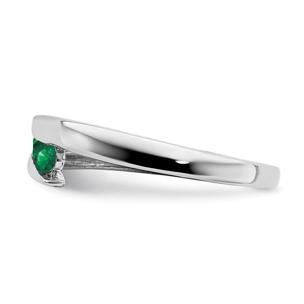 Solid 14k White Gold Simulated Emerald 4-stone Ring