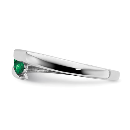 Solid 14k White Gold Simulated Emerald 4-stone Ring