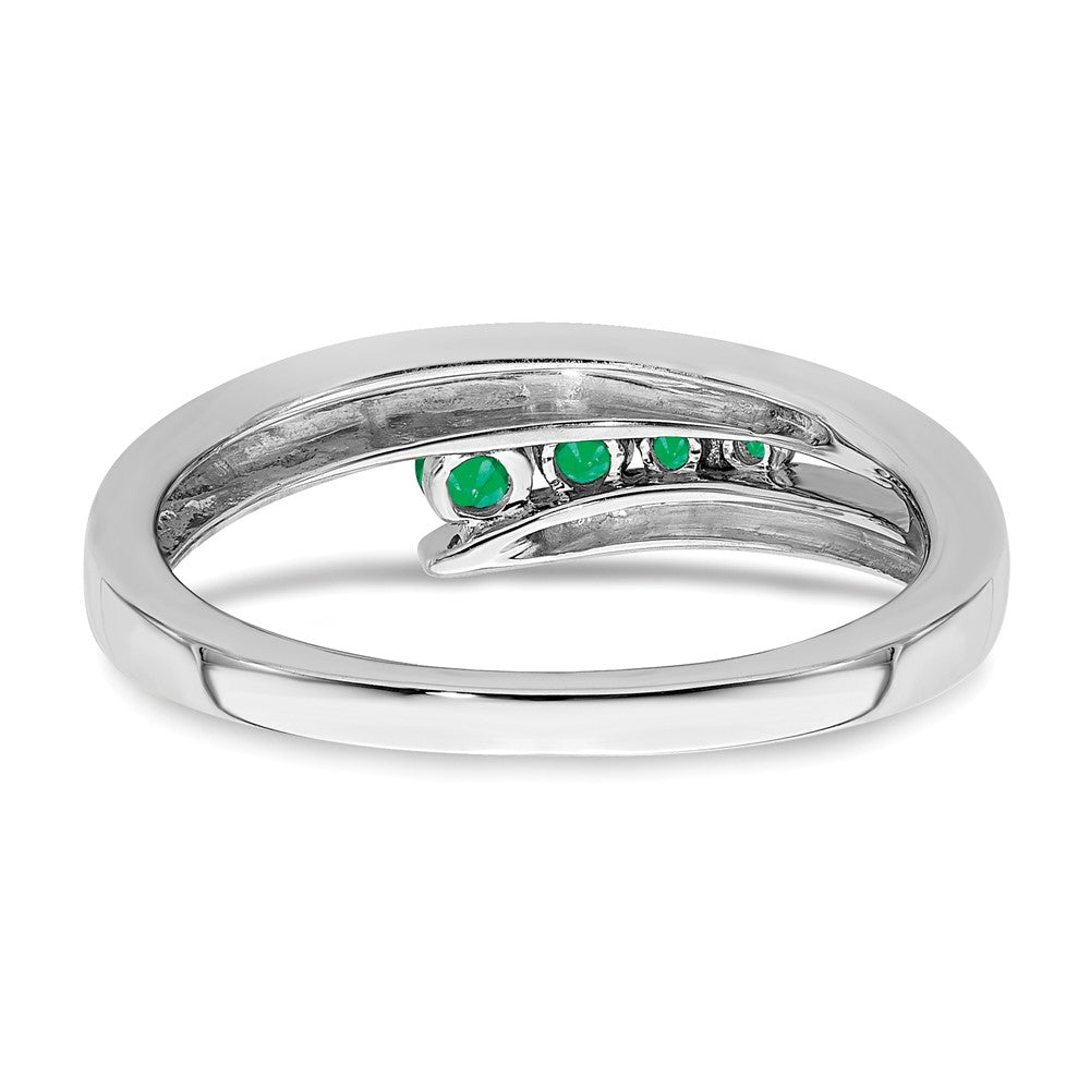 Solid 14k White Gold Simulated Emerald 4-stone Ring