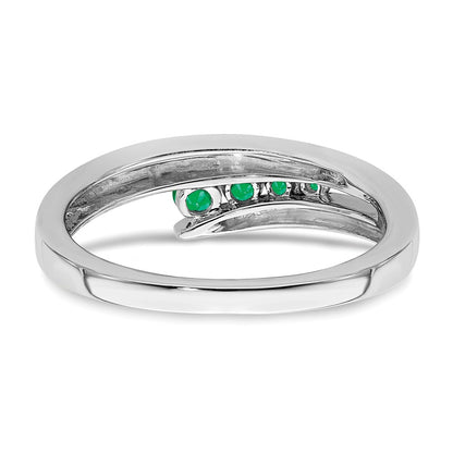 Solid 14k White Gold Simulated Emerald 4-stone Ring