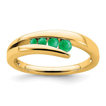 14K Yellow Gold Emerald 4-stone Ring