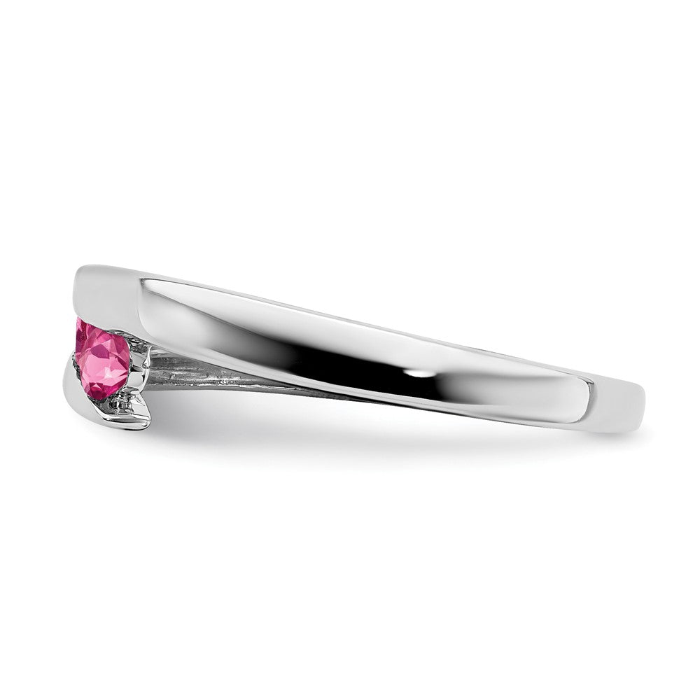 Solid 14k White Gold Simulated Pink Tourmaline 4-stone Ring