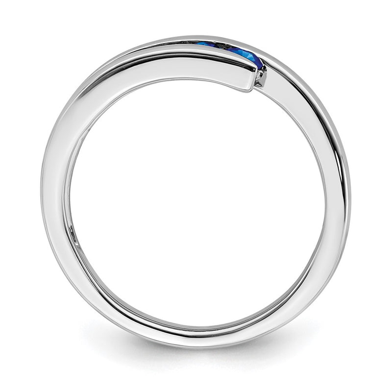 Solid 14k White Gold Simulated Sapphire 4-stone Ring