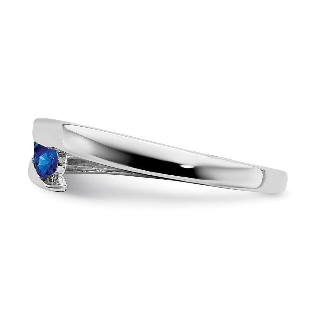 Solid 14k White Gold Simulated Sapphire 4-stone Ring