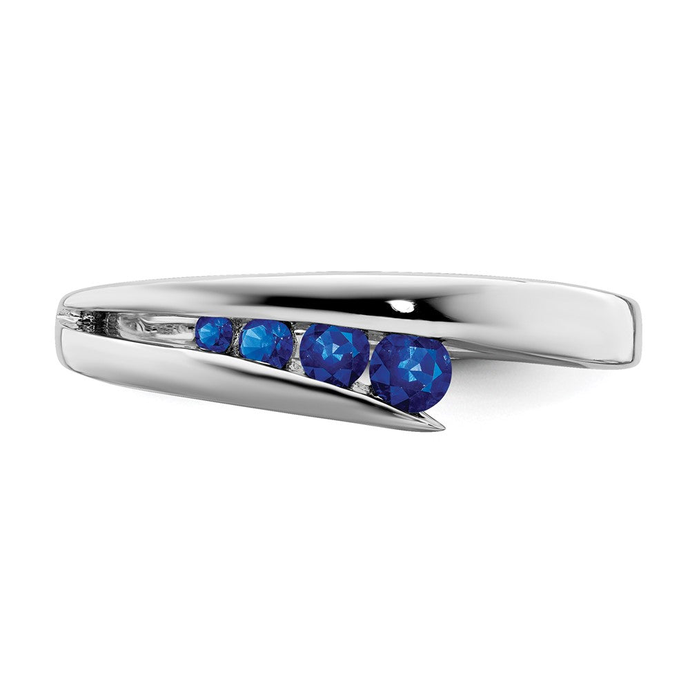 Solid 14k White Gold Simulated Sapphire 4-stone Ring