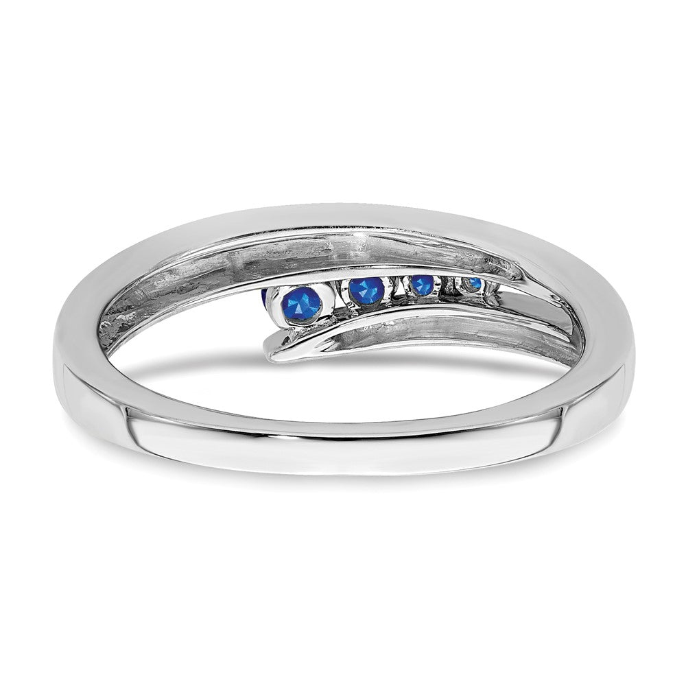 Solid 14k White Gold Simulated Sapphire 4-stone Ring