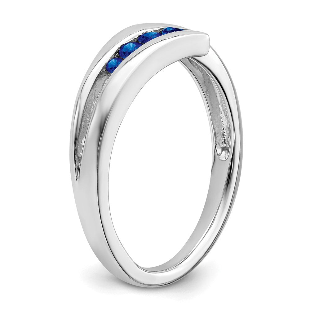 Solid 14k White Gold Simulated Sapphire 4-stone Ring