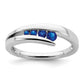 Solid 14k White Gold Simulated Sapphire 4-stone Ring