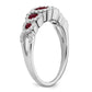 14k White Gold Created Ruby and Real Diamond Ring