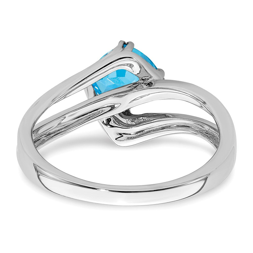 14k White Gold Blue Topaz and Real Diamond Ring