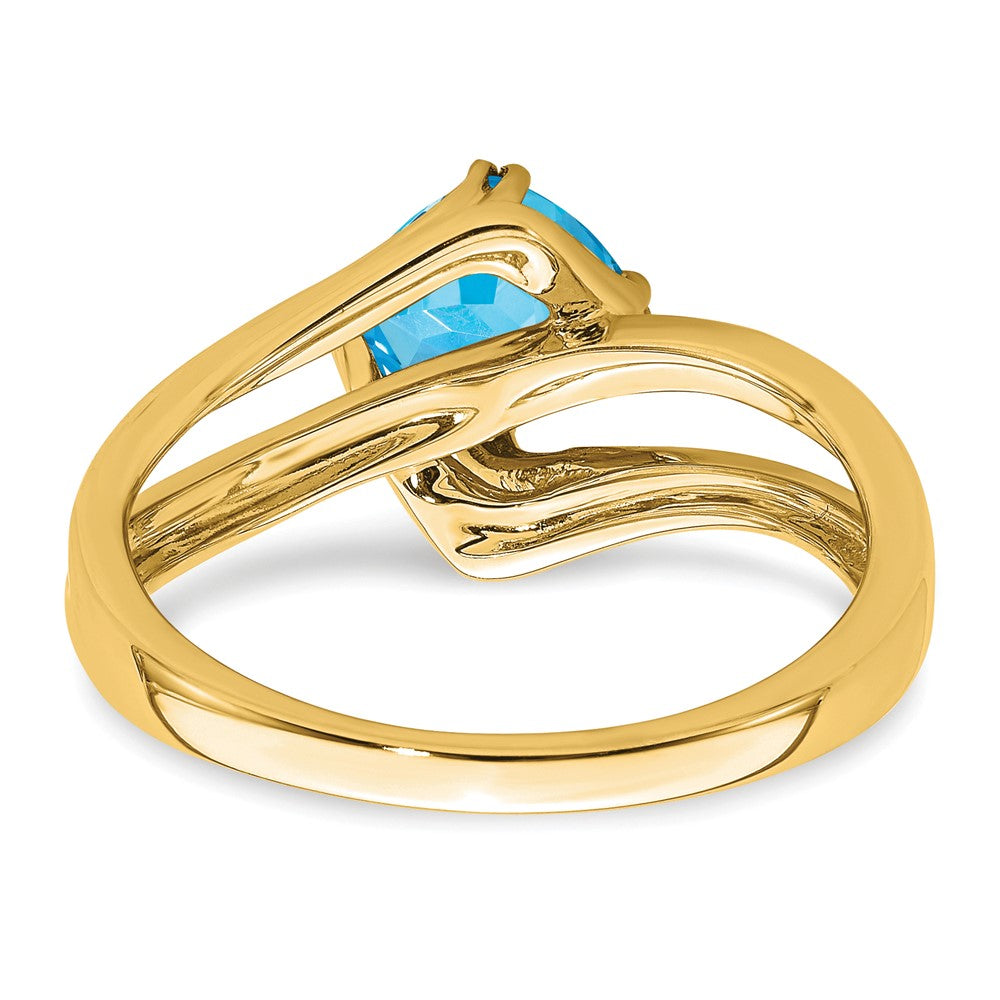14K Yellow Gold Blue Topaz and Real Diamond Ring
