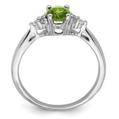 14k White Gold Peridot and Real Diamond Ring