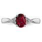 14k White Gold Created Ruby and Real Diamond Ring
