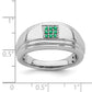 Solid 14k White Gold Simulated Emerald Mens Ring