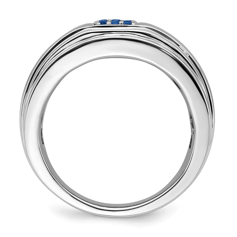 14k White Gold Sapphire Mens Ring