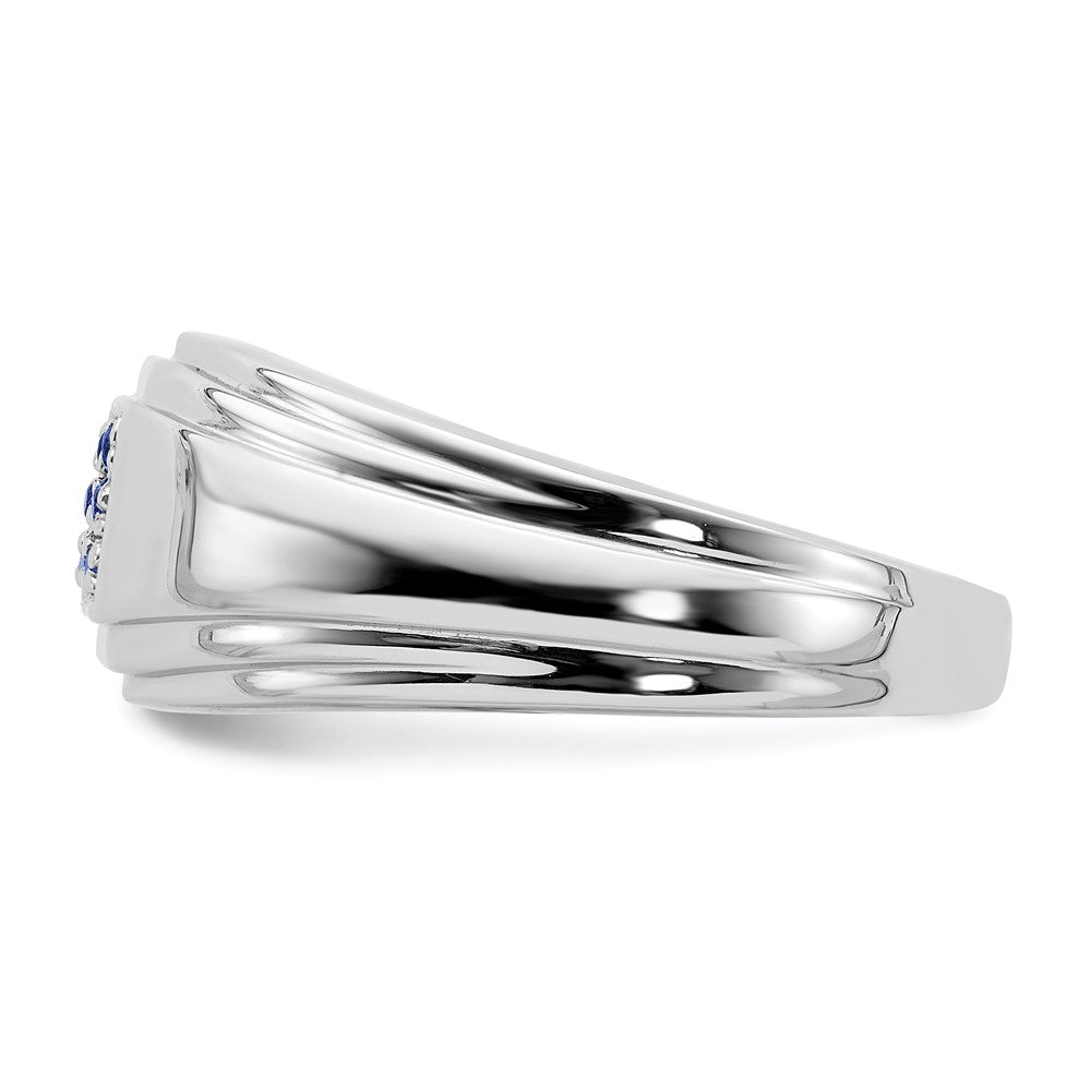 14k White Gold Sapphire Mens Ring