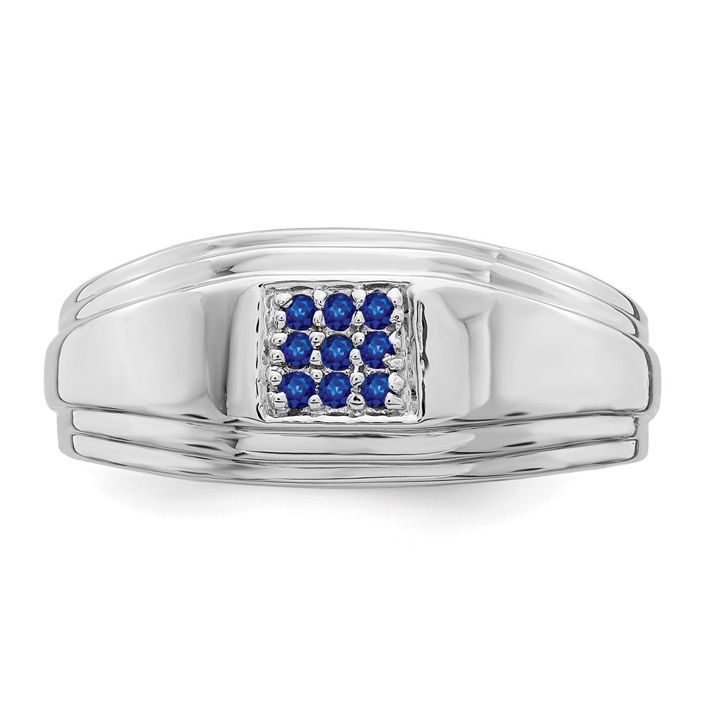 14k White Gold Sapphire Mens Ring