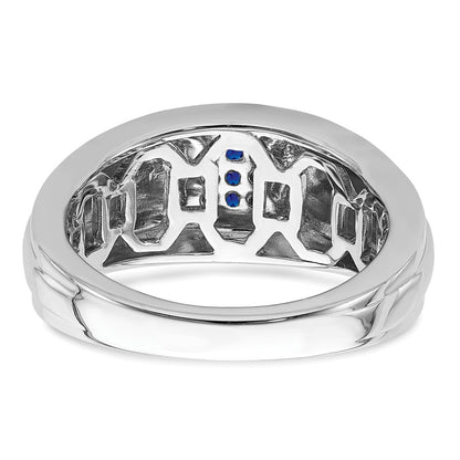 14k White Gold Sapphire Mens Ring