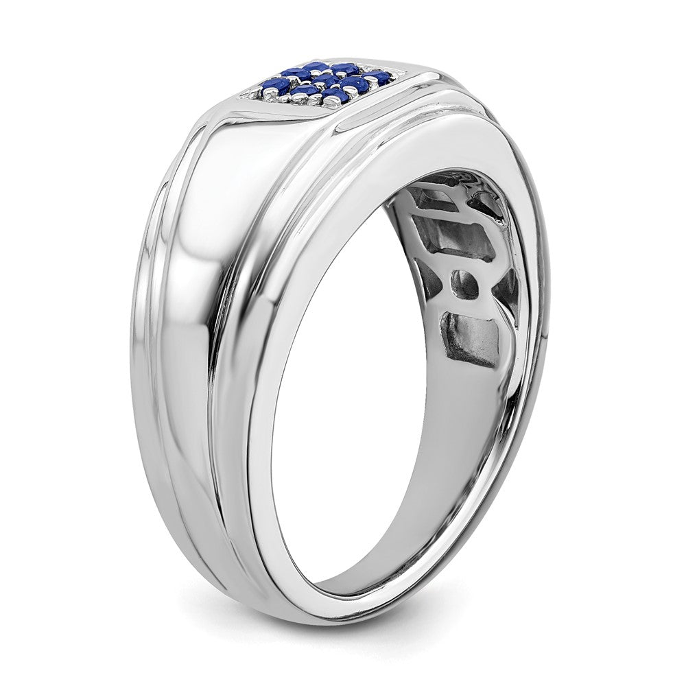 14k White Gold Sapphire Mens Ring
