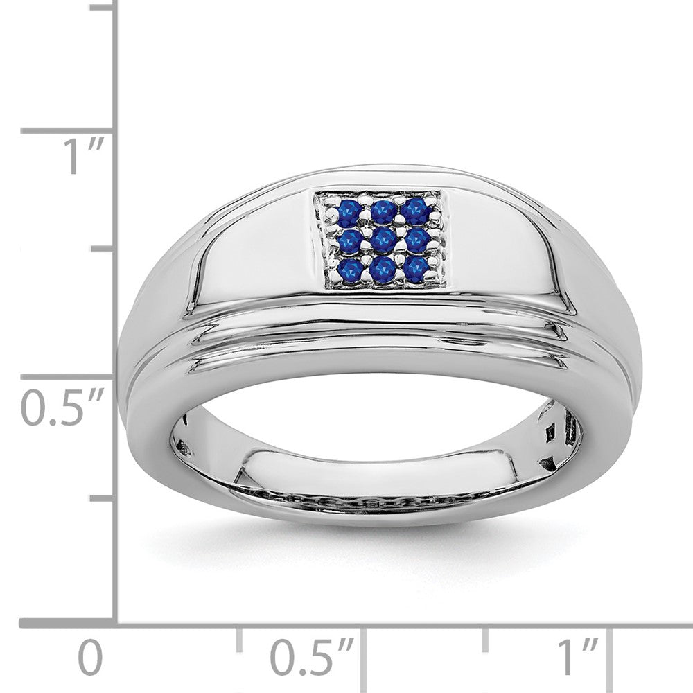 14k White Gold Sapphire Mens Ring