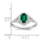 14k White Gold Oval Created Emerald and Real Diamond Ring