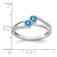 14k White Gold Blue Topaz and Real Diamond 2-stone Ring
