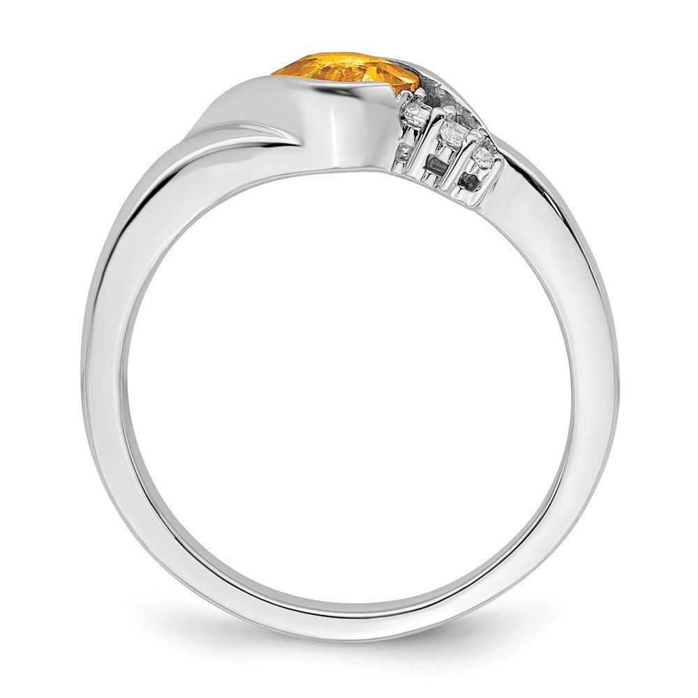 14k White Gold Citrine and Real Diamond Ring