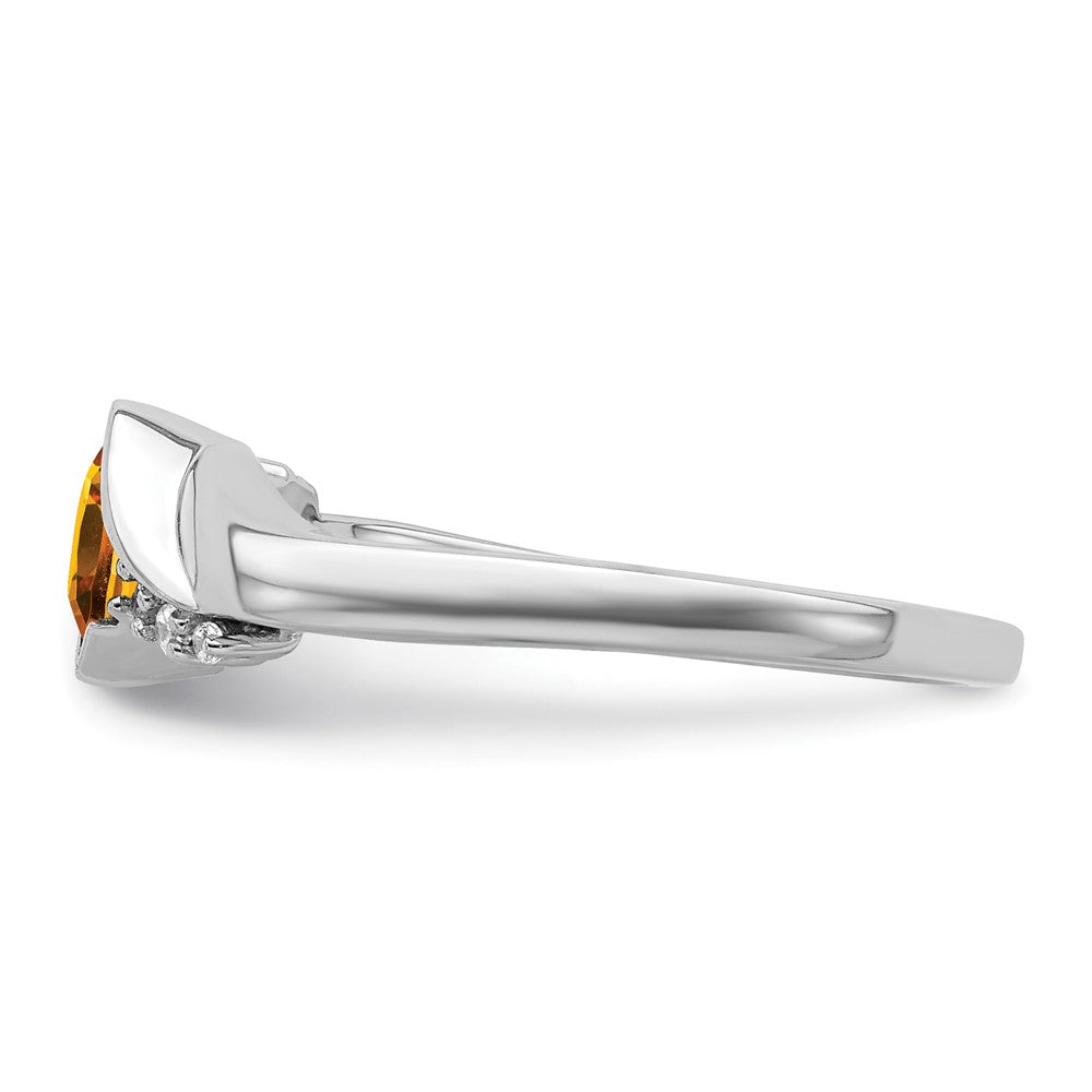14k White Gold Citrine and Real Diamond Ring