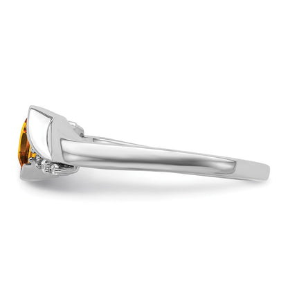 14k White Gold Citrine and Real Diamond Ring