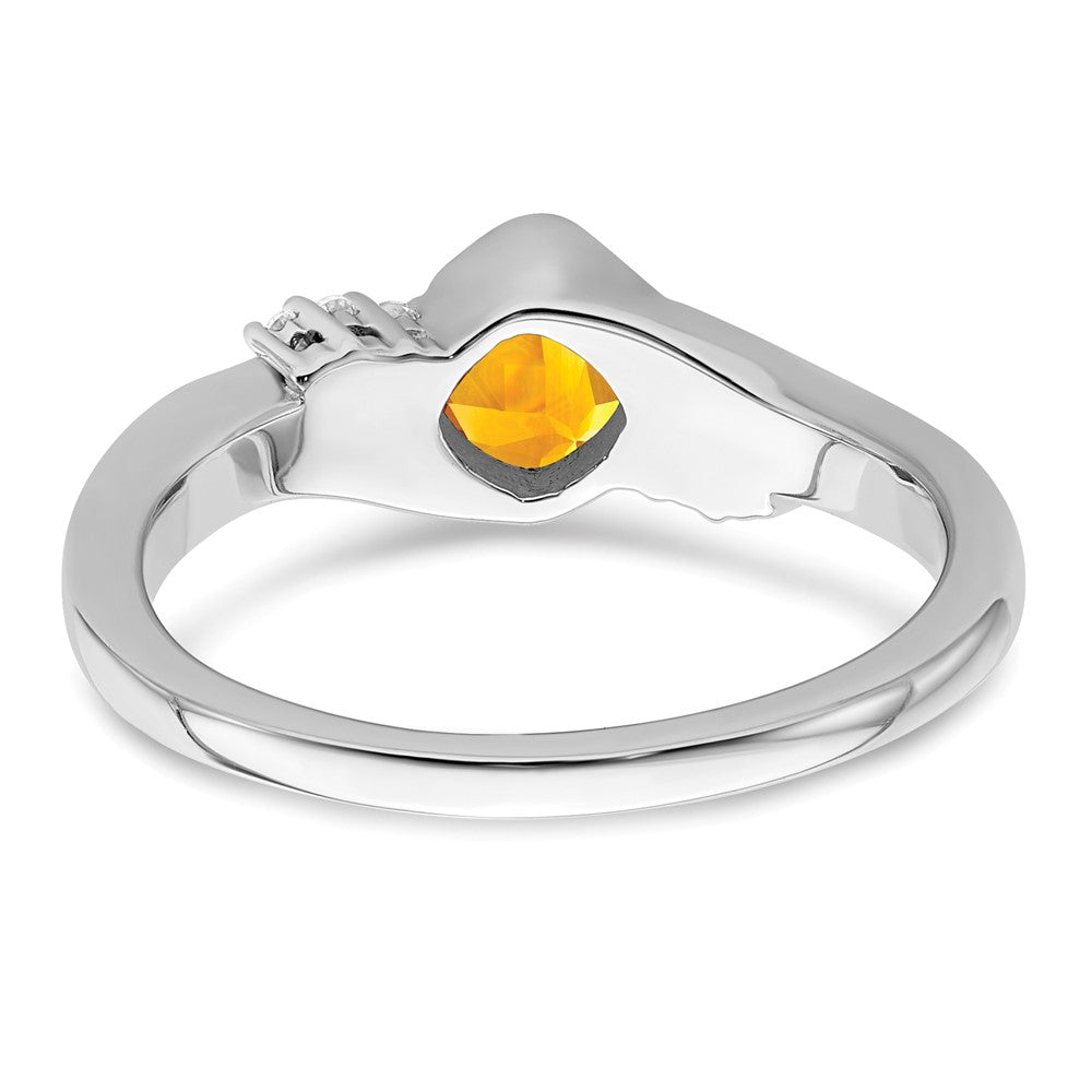 14k White Gold Citrine and Real Diamond Ring