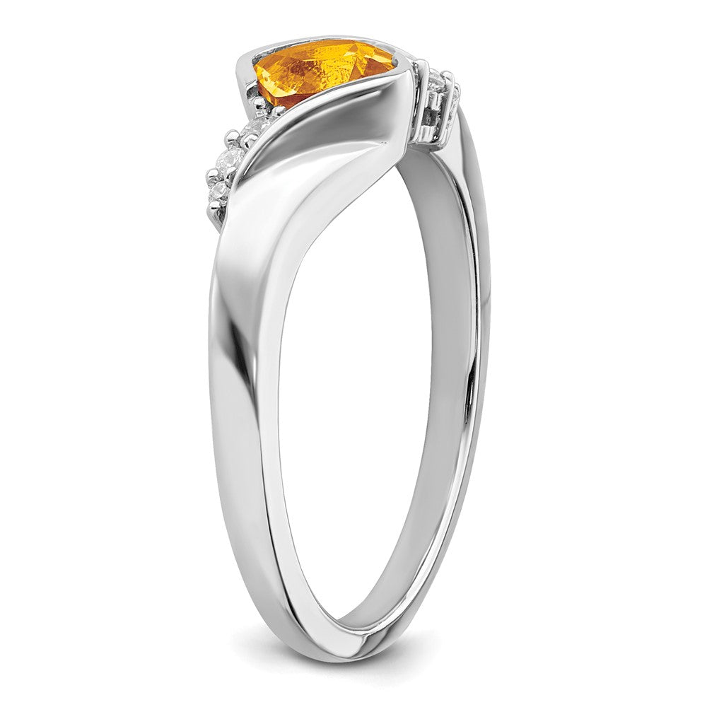 14k White Gold Citrine and Real Diamond Ring