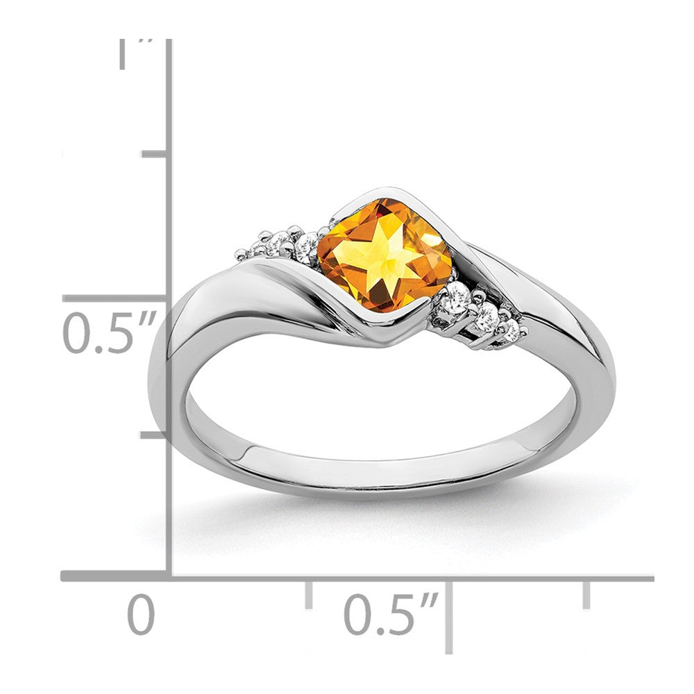 14k White Gold Citrine and Real Diamond Ring