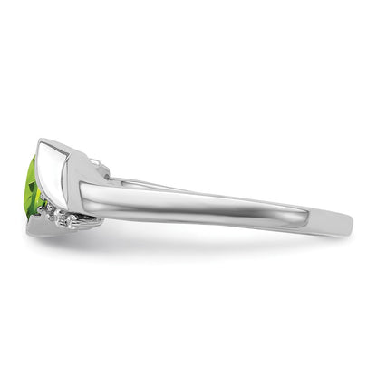 14k White Gold Peridot and Real Diamond Ring