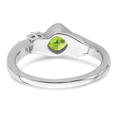 14k White Gold Peridot and Real Diamond Ring