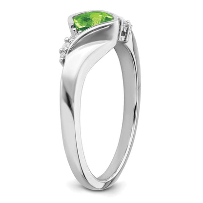 14k White Gold Peridot and Real Diamond Ring