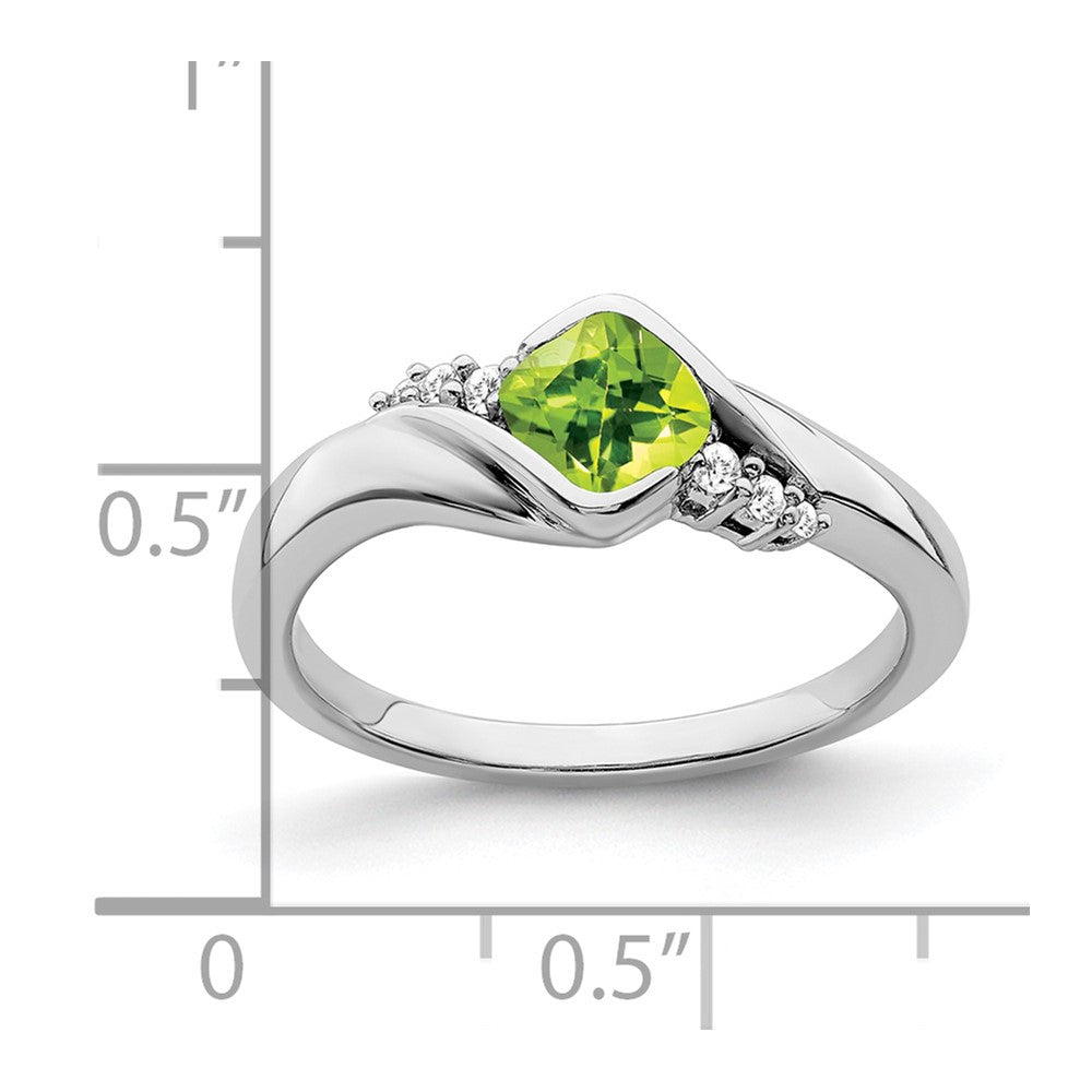 14k White Gold Peridot and Real Diamond Ring