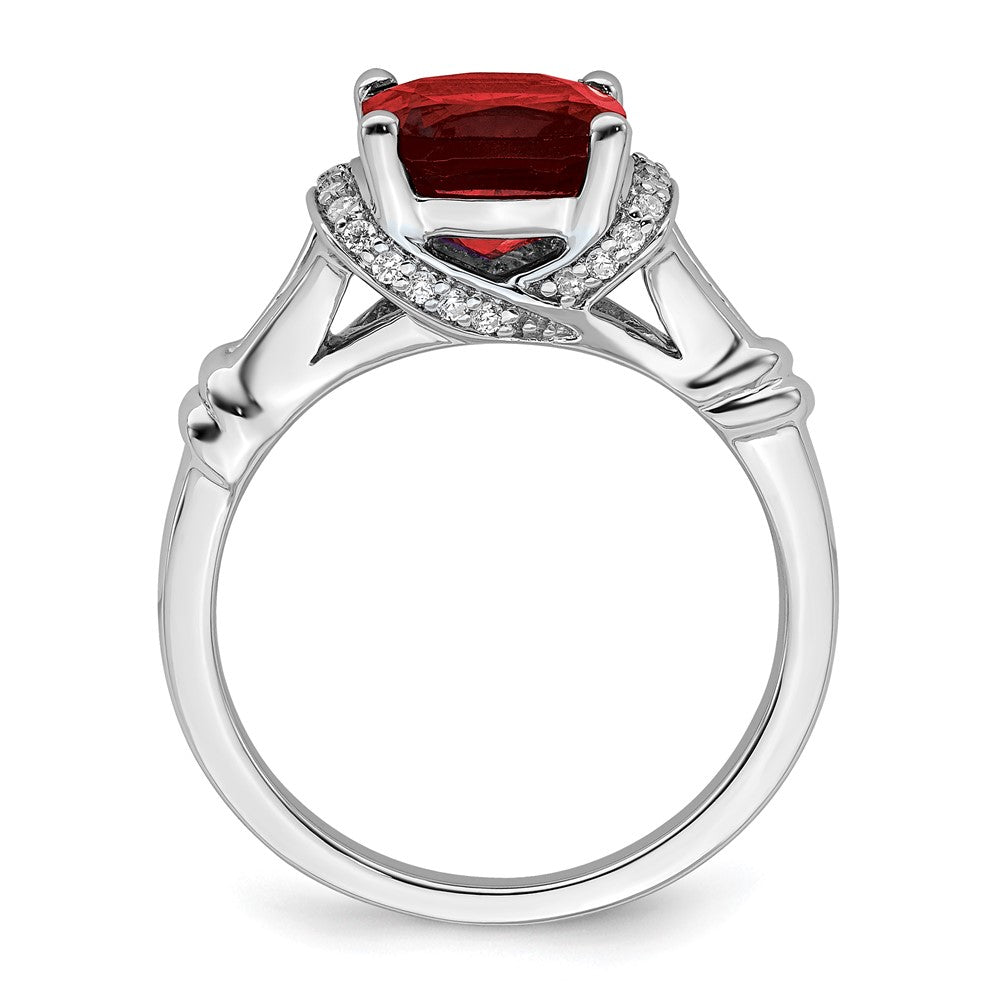 14k White Gold Garnet and Real Diamond Ring