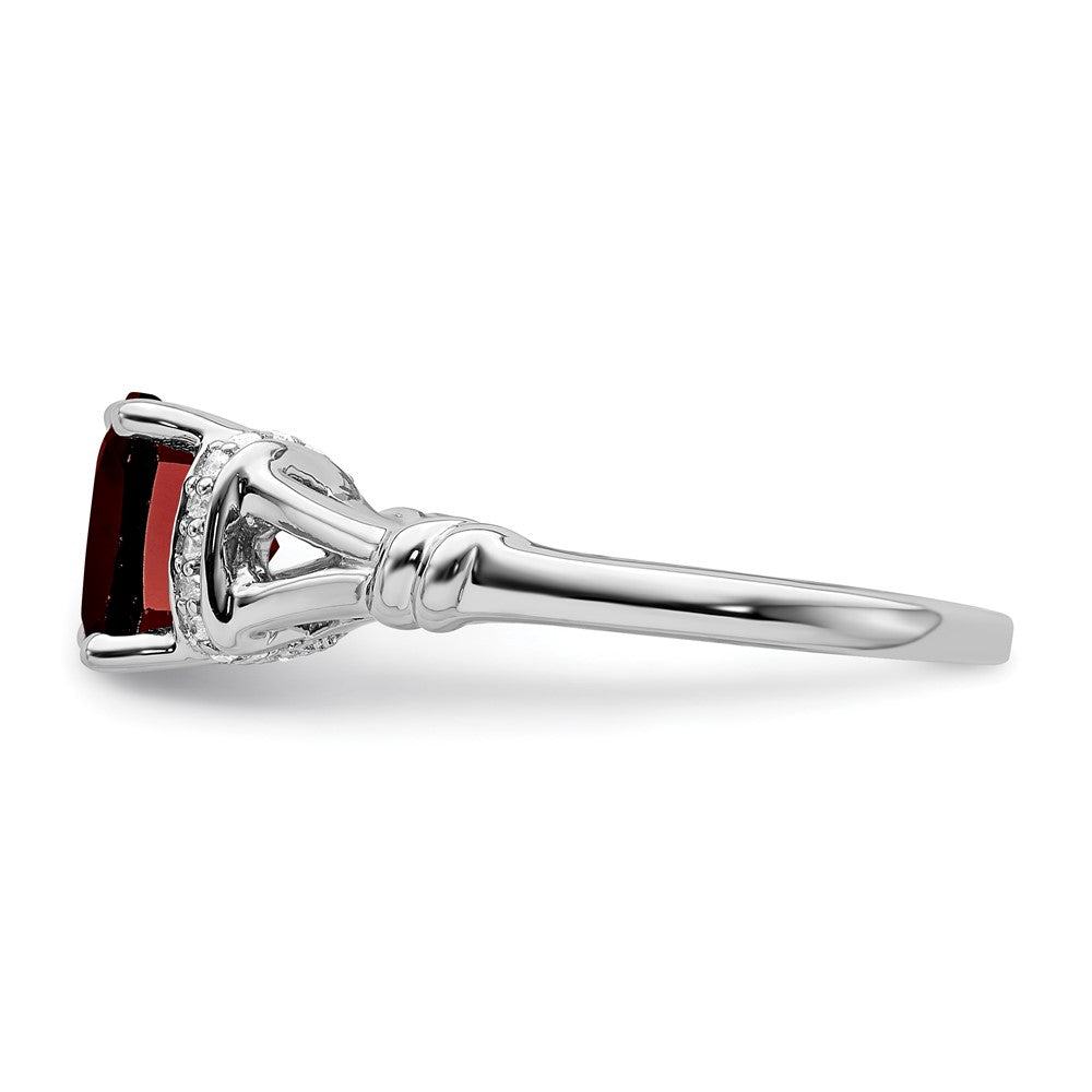 14k White Gold Garnet and Real Diamond Ring