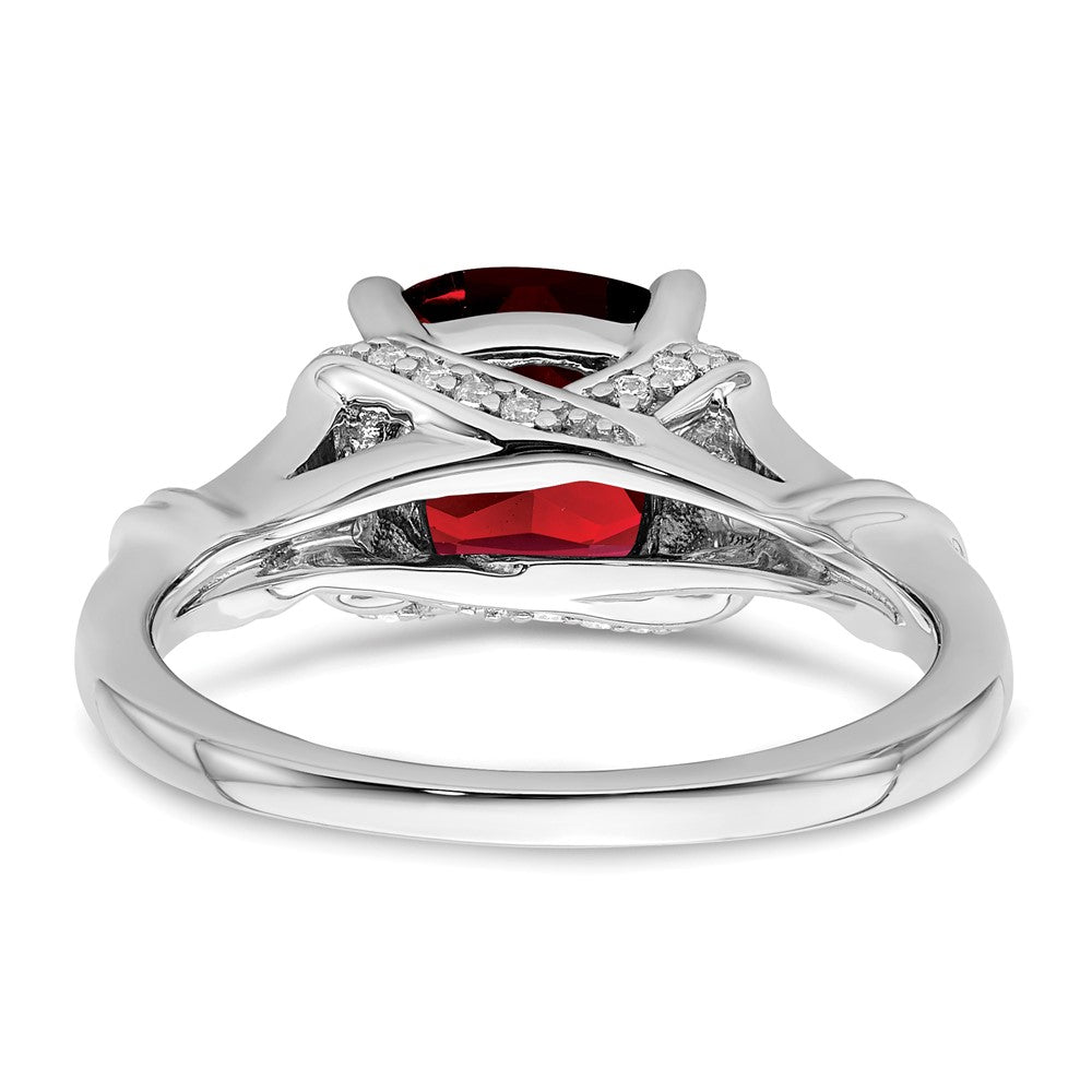 14k White Gold Garnet and Real Diamond Ring