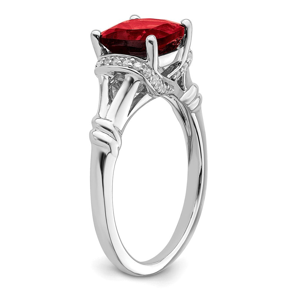 14k White Gold Garnet and Real Diamond Ring