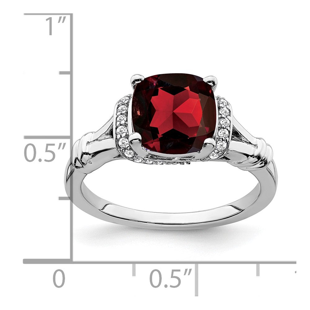 14k White Gold Garnet and Real Diamond Ring