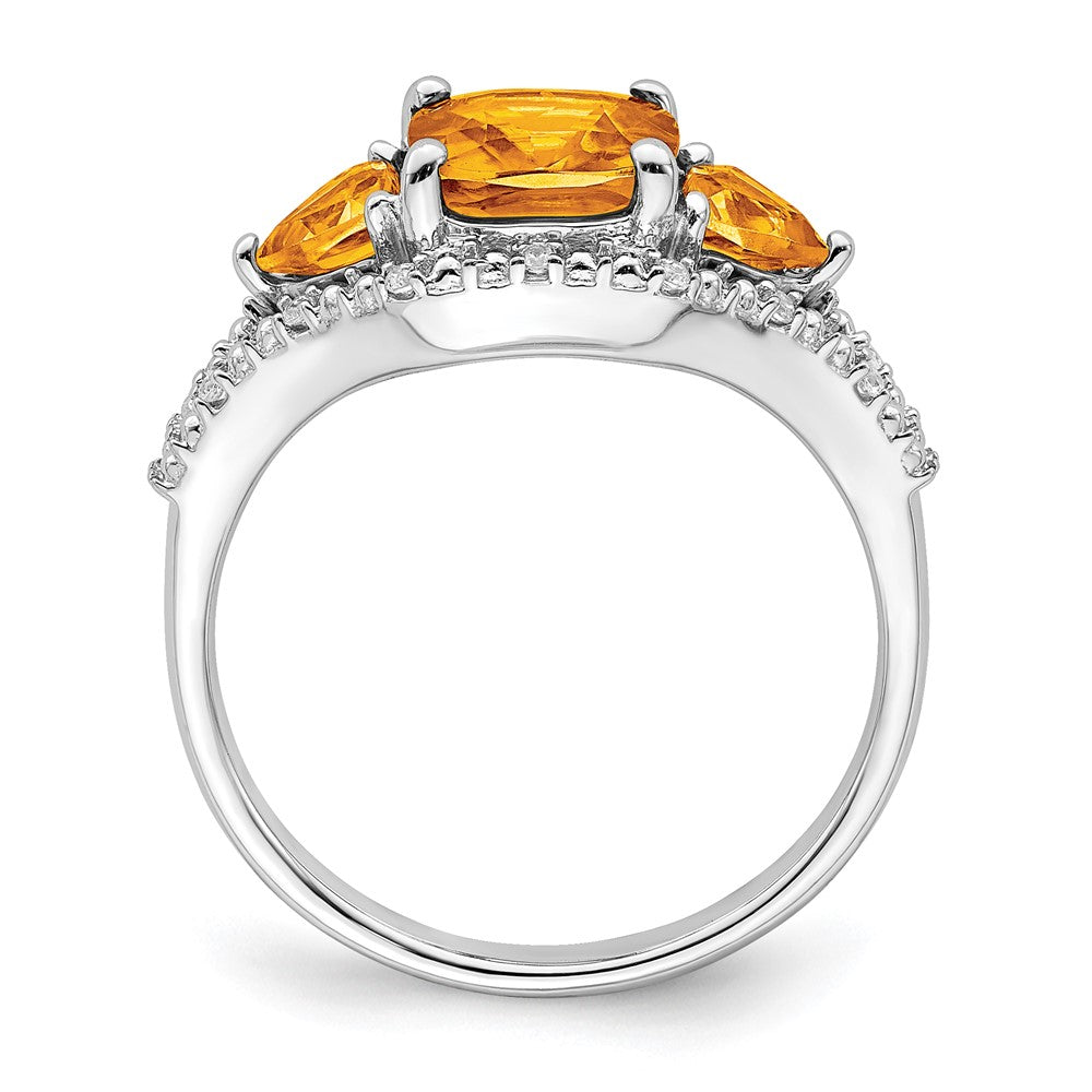 14k White Gold Citrine and Real Diamond Ring