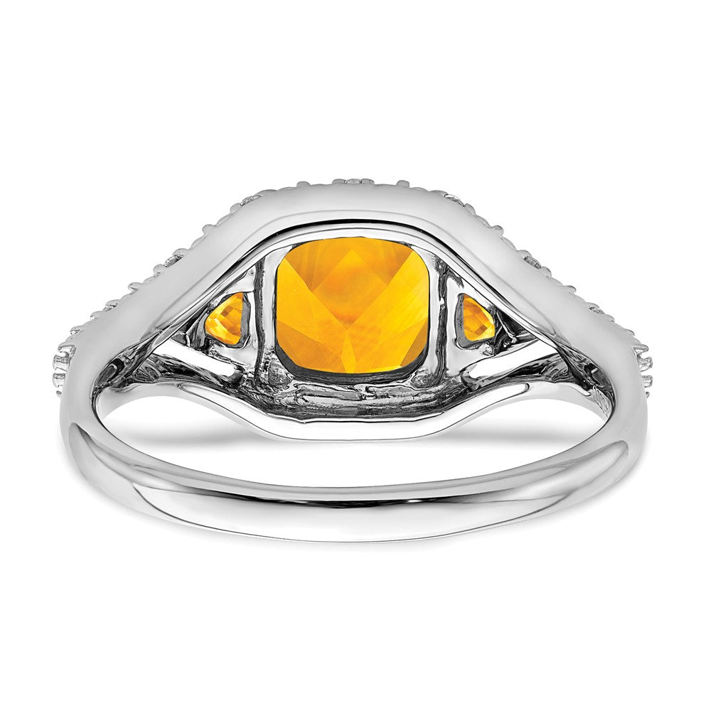 14k White Gold Citrine and Real Diamond Ring