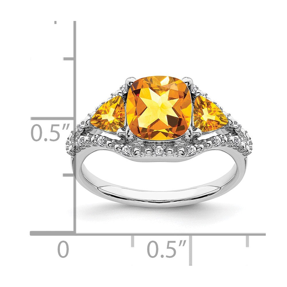 14k White Gold Citrine and Real Diamond Ring