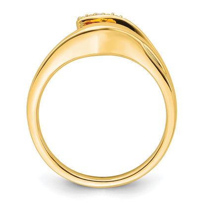 14K Yellow Gold Trillion Citrine and Real Diamond Ring