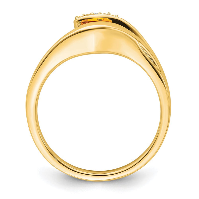 14K Yellow Gold Trillion Citrine and Real Diamond Ring