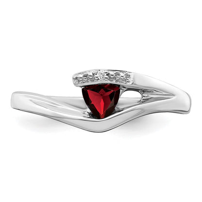 14k White Gold Trillion Garnet and Real Diamond Ring